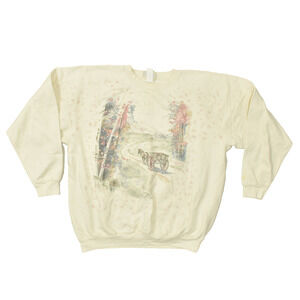 Northern Reflections Men's Vintage Crewneck Sweatshirt Cream Graphic XL Stained